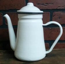 Black Rim Enamelware Coffee Pot 