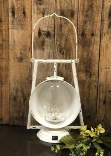 Cream Distressed LED Antique Lantern .