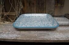 Teal Splatter Enamelware Tray .