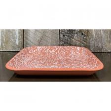 Coral Splatter Enamelware Tray .