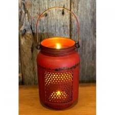 Red Dist LED Mason Jar Light-Large .