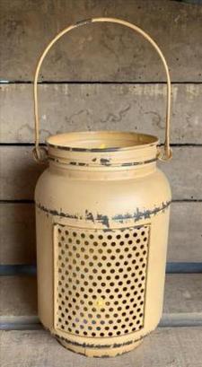 Yellow Distressed LED Mason Jar Light Large .