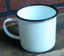 Black Rim Enamelware Coffee Mug 