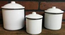 Black Rim Enamelware Canister (Set 3)