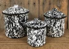 Black Splatter Enamel Canisters (Set of 3)