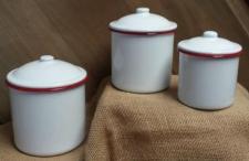 Red Rim Enamelware Canister (Set of 3)