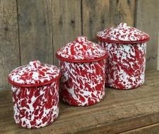 Red Splatter Enamelware Canisters (Set of 3)