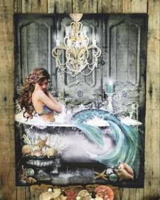 Lighted Mermaid Bathtub Canvas 