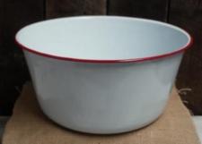 Red Rim Enamelware Mixing Bowl .