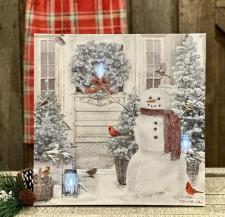 Lighted Snowman Porch Canvas 