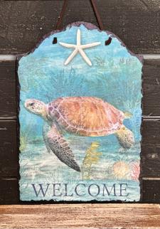 Sea Turtle Slate Hanger .