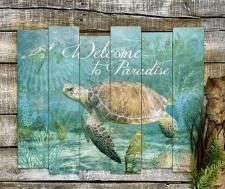 Sea Turtle Wood Sign .