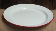 Red Rim Enamelware Dinner Plate