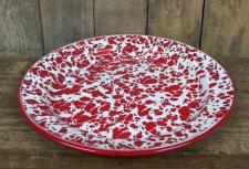 Red Splatter Enamelware Dinner Plate 