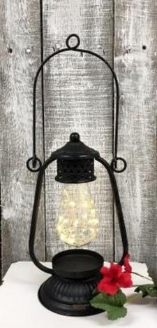 Black Distressed LED Lantern w/Bulb 