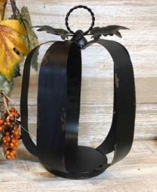 Brown Distressed Metal Pumpkin Lantern Large 