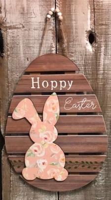 Pallet Egg Pink Bunny Sign  .