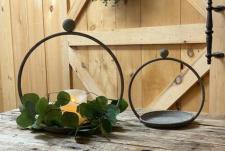 Round Textured Candle Holders With Plate (Set of 2)