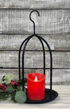 Black Distressed Metal Hook Candle Holder 