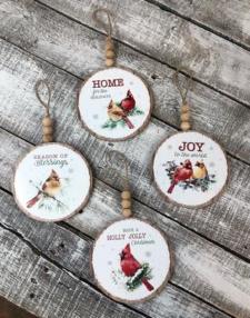 Cardinal Ornaments (4 Assorted)