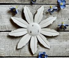 White Distressed Metal Flower Hanger .