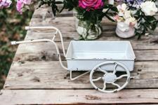 White Distressed Flower Cart .