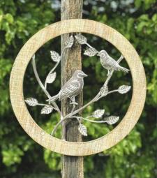 White Washed Wood Rim Bird Hanger .