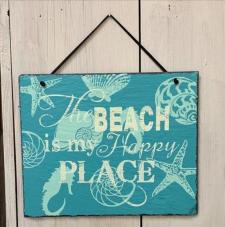 Beach Happy Place Slate Hanger .