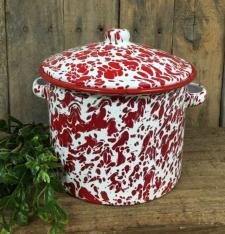 Red Splatter Enamelware Stock Pot 