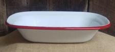 Red Rim Enamelware Baking Dish 