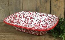 Red Splatter Enamelware Baking Dish 