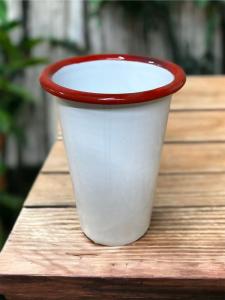 Red Rim Enamelware Tumbler .