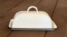 Black Rim Enamelware Butter Dish Round Top 