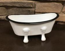 Black Rim Enamelware Soap Dish .