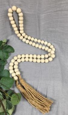 White Distressed Wood Bead Strand 