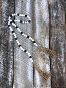 Black and White Wood Bead Strand 