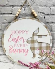 Happy Easter Round Beaded Sign  .