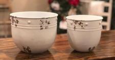 White Distressed Metal Bowls (Set of 2)