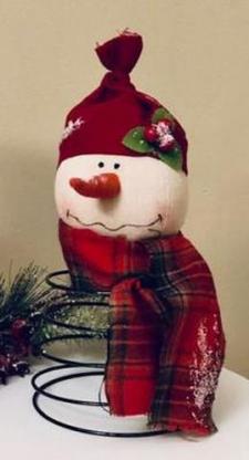 Red Toboggan Snowman Head On Spring 