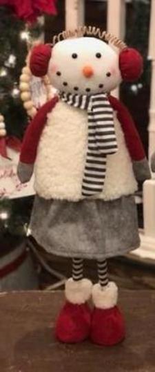 Ear Muff Stripe Scarf Standing Snowman 