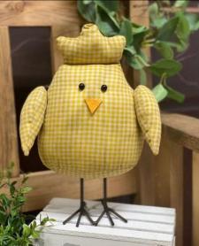 Yellow Distressed Gingham Print Chick .