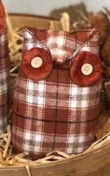 Orange Plaid Owl Small 