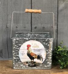 Rooster Metal Bucket .