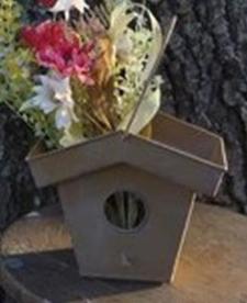 Mustard Metal Birdhouse .