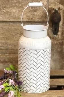 Tan Weave Tall Milk Can With Handle .