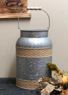 Tan Embossed Weave  Milk Can .