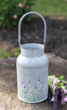 Lavender Embossed Galvanized Milk Can .