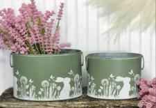 Green With White Bunnies Containers (Set of 2)