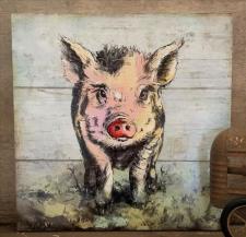 Pig Artwork Box Sign .