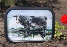 Cow Metal Tray .